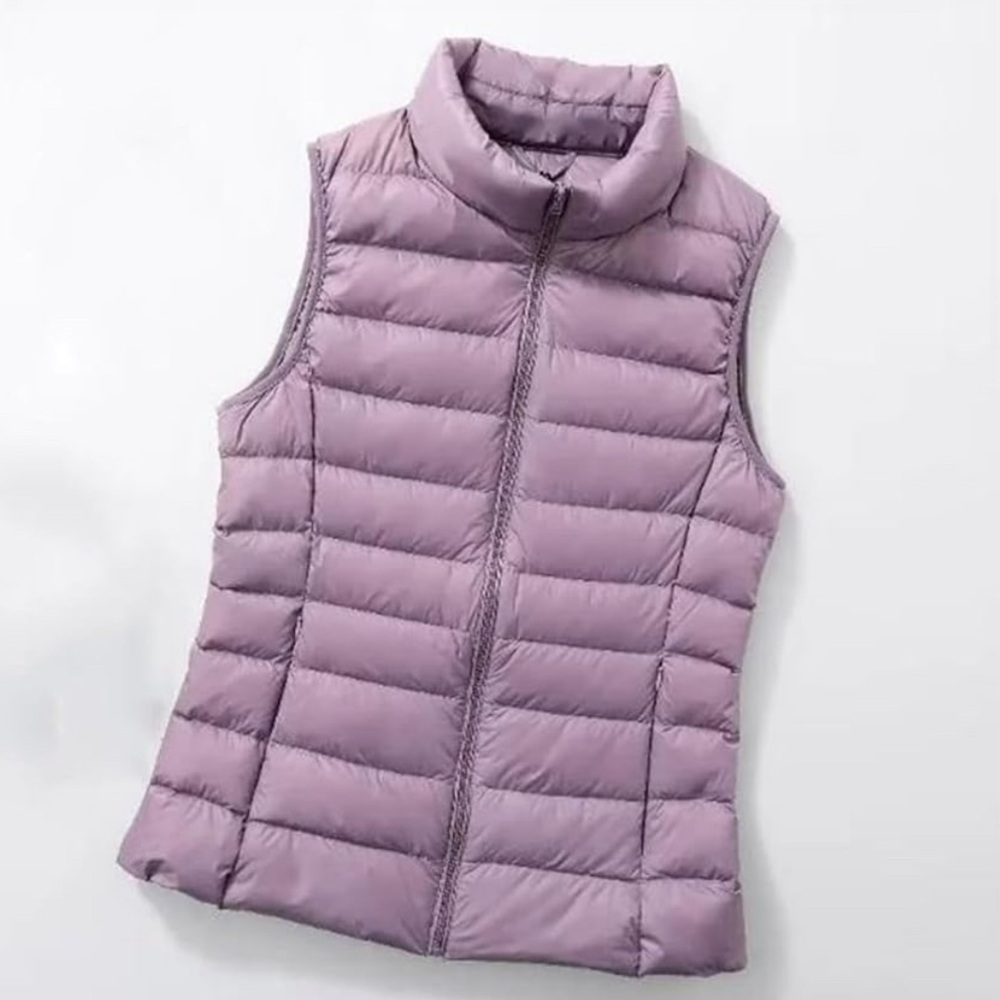 Women's Puffer Vest in Taupe